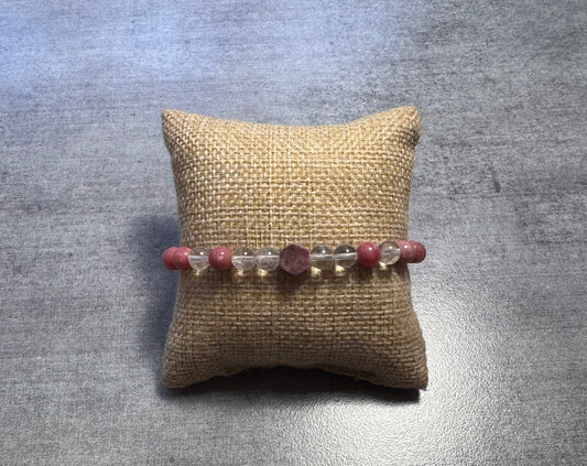 Bracelet en Cristal de Roche et thulite