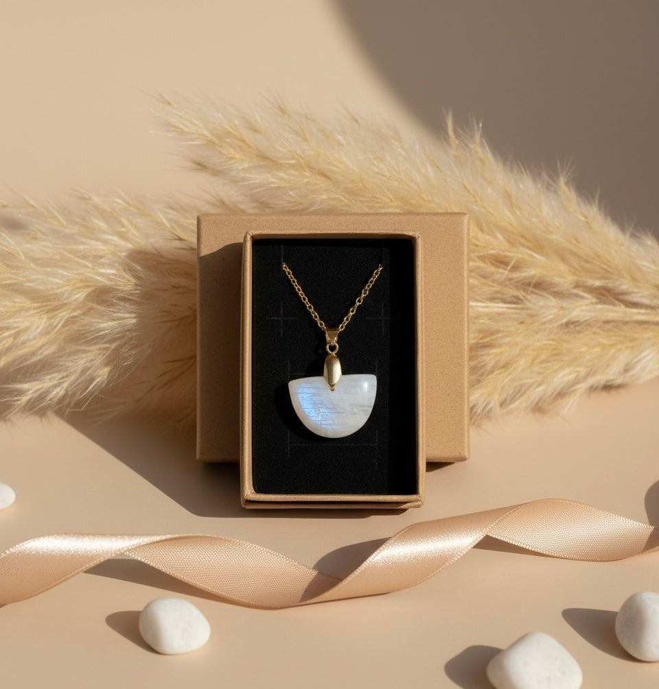 Collier pierre de lune blanche