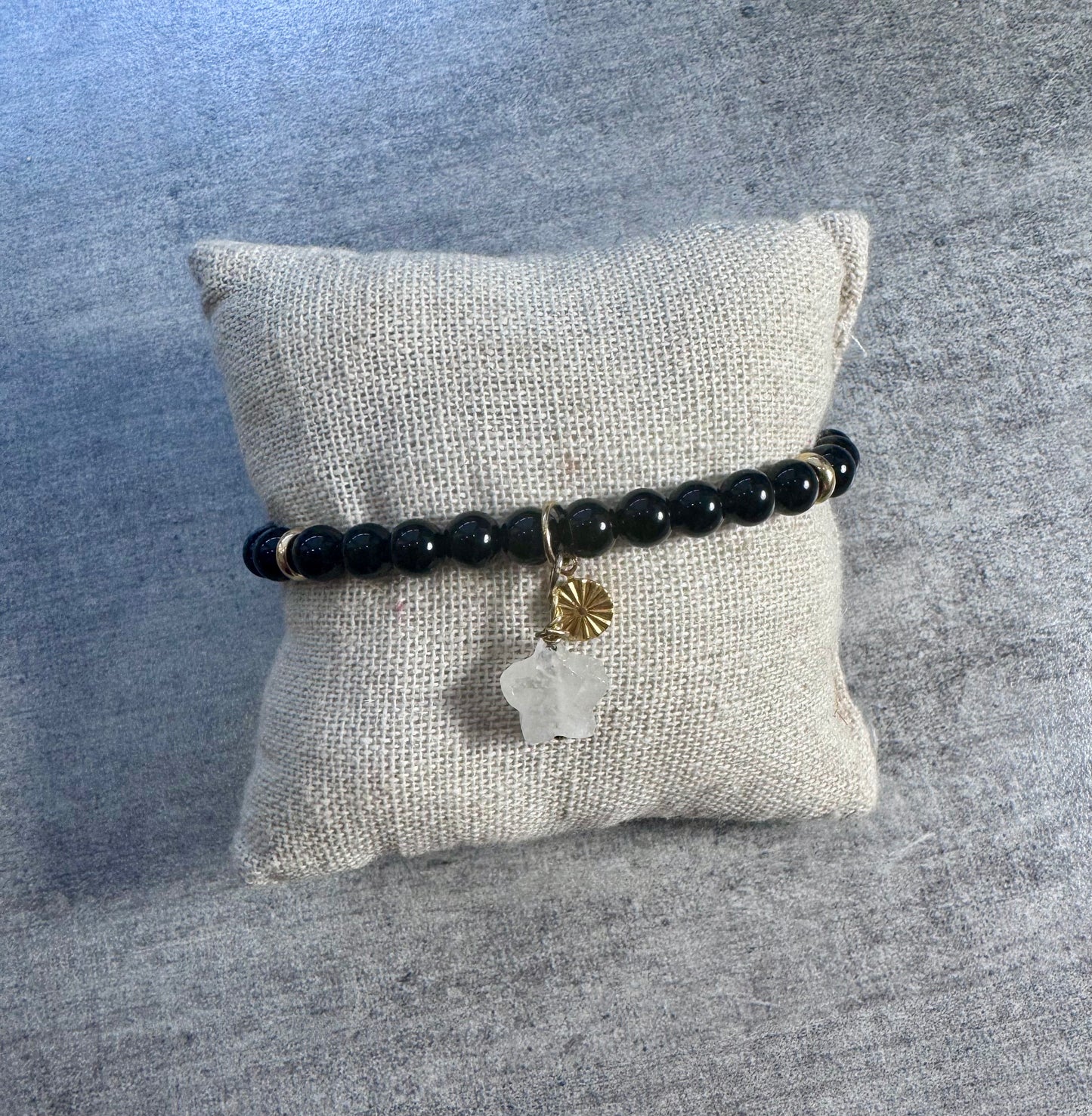 Bracelet tourmaline noir et étoile en cristal de roche