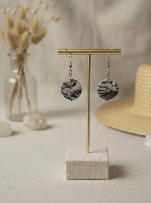 Boucle d’oreille en acier inoxydable et Quartz